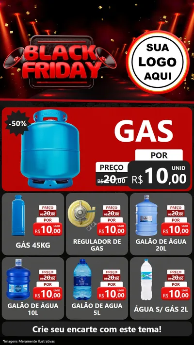 Modelo de Rede Social para Stories com o tema Black Friday para Água e gás