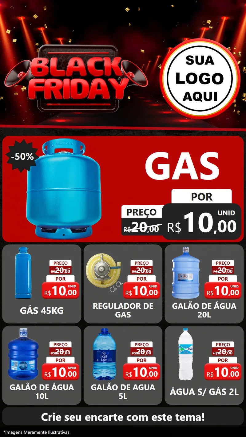 Modelo de Rede Social para Stories com o tema Black Friday para Água e gás