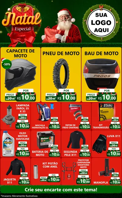 Modelo de Encarte para Encarte Grande com o tema Natal Especial para Moto peças