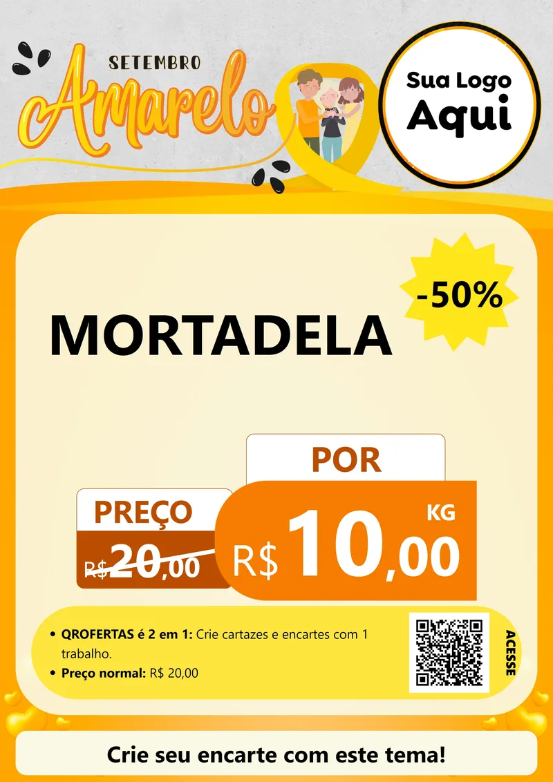 Modelo de Cartaz para Cartaz A4 Vertical com o tema Setembro Amarelo para Frios e Laticínios