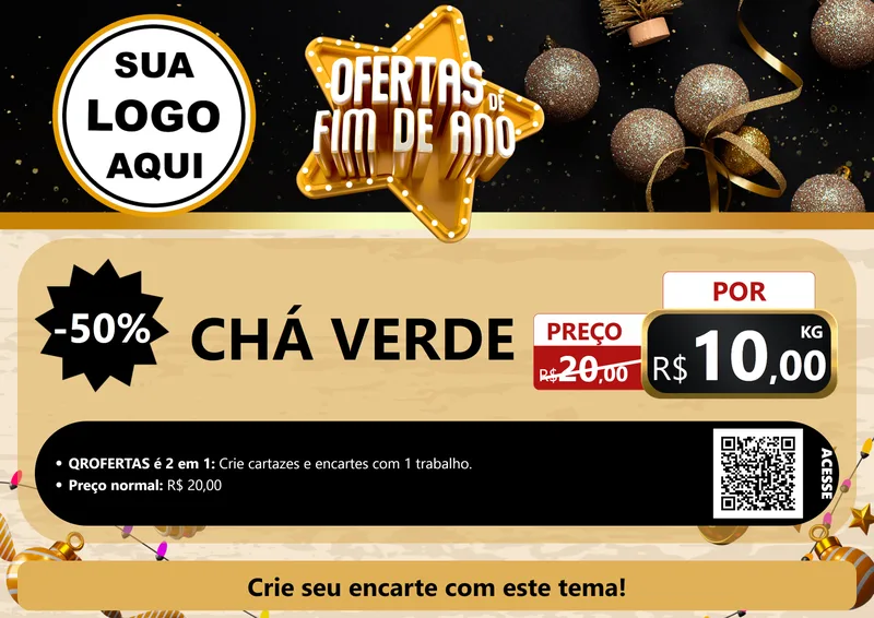 Modelo de Cartaz para Cartaz A4 Horizontal com o tema Ofertas de Fim de Ano para Produtos Naturais