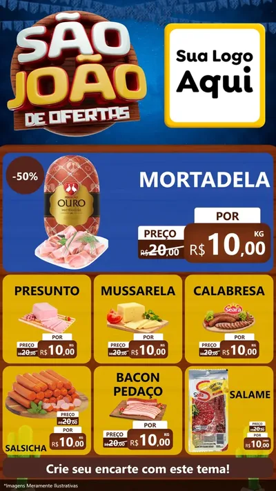 Modelo de Rede Social para Stories com o tema São João Ofertas Imbatíveis! - Junina para Frios e Laticínios