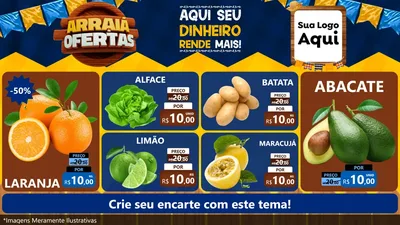 Modelo de TV para TV Horizontal com o tema Arraiá de Ofertas - Junina para Hortifrúti