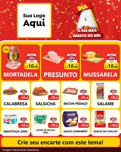Modelo de Rede Social para Feed Instagram com o tema Dia A o Dia Mais Barato do Mês para Frios e Laticínios