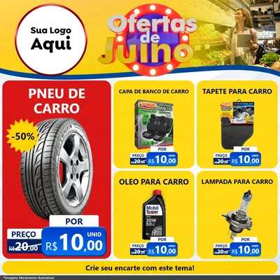 Modelo de Rede Social para Feed Facebook com o tema Ofertas de Julho para Auto peças