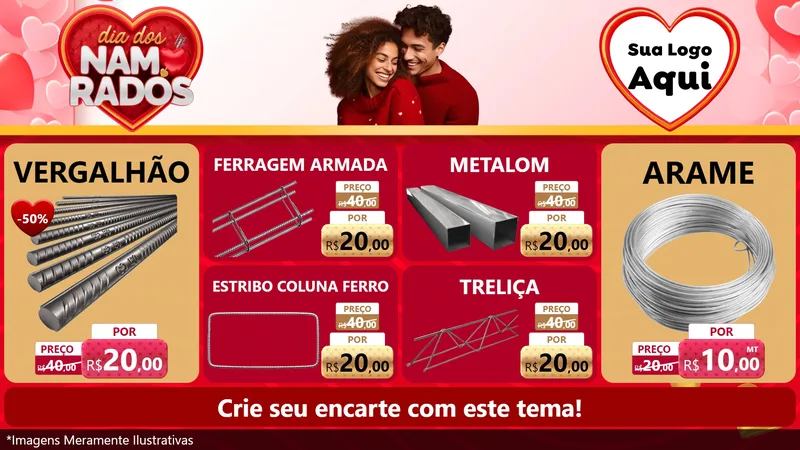 Modelo de TV para TV Horizontal com o tema Dia dos Namorados para Ferragens