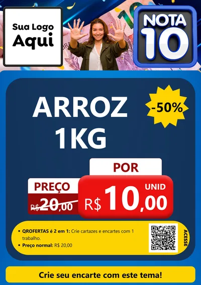Modelo de Cartaz para Cartaz A4 Vertical com o tema Nota 10 para Supermercado