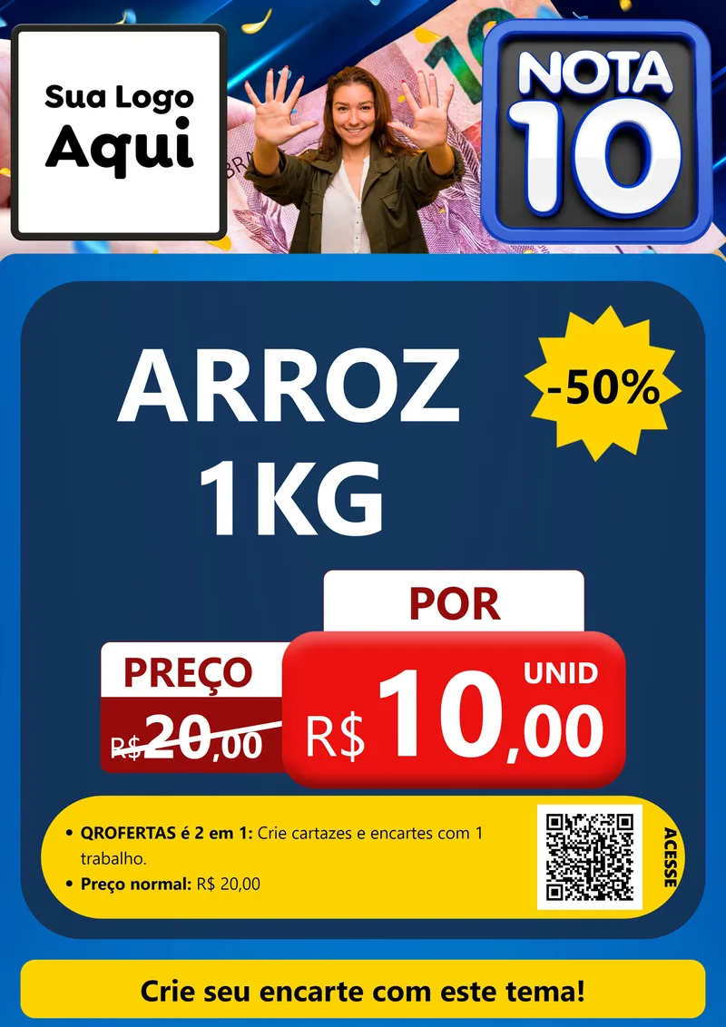 Modelo de Cartaz para Cartaz A4 Vertical com o tema Nota 10 para Supermercado