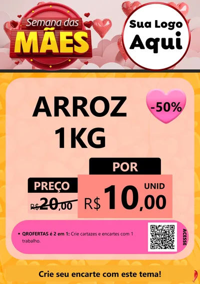Modelo de Cartaz para Cartaz A4 Vertical com o tema Semana das Mães para Supermercado