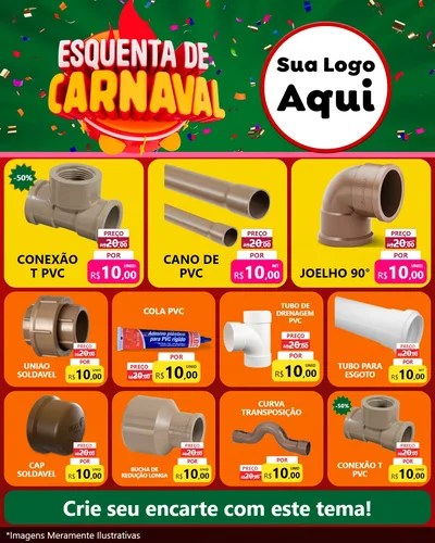 Modelo de Rede Social para Feed Instagram com o tema Esquenta de Carnaval para Tubos e conexões