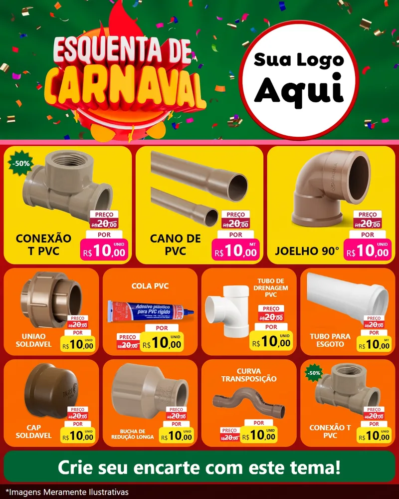 Modelo de Rede Social para Feed Instagram com o tema Esquenta de Carnaval para Tubos e conexões