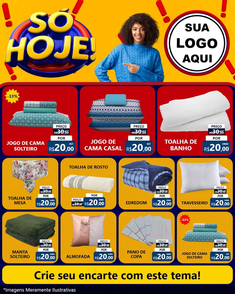Modelo de Rede Social para Feed Instagram com o tema Só Hoje! para Cama, Mesa e Banho