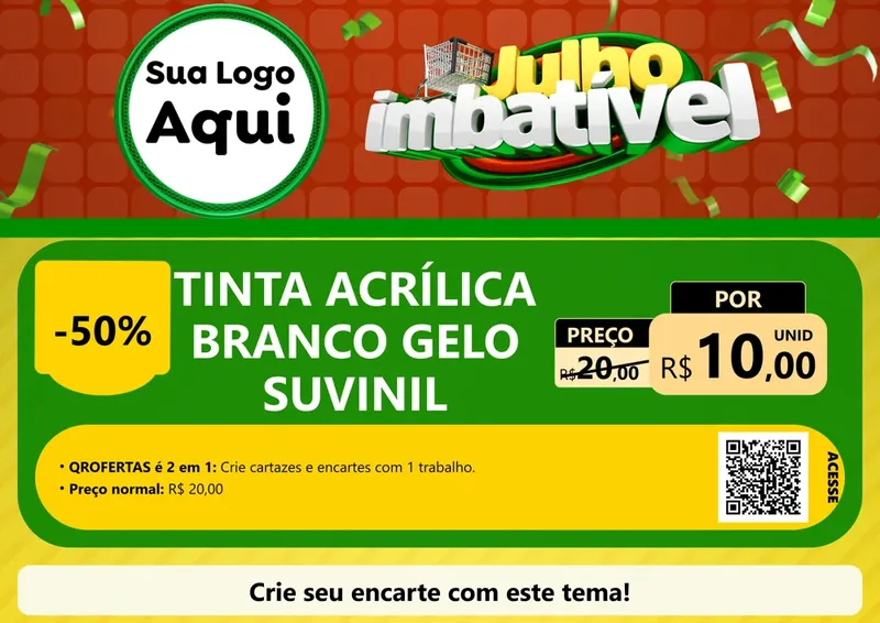 Modelo de Cartaz para Cartaz A4 Horizontal com o tema Julho Imbatível para Tintas e Ferramentas