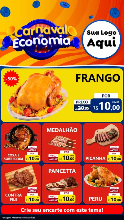 Modelo de Rede Social para Stories com o tema Carnaval da Economia para Assados