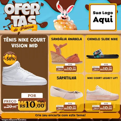Modelo de Rede Social para Feed Facebook com o tema Ofertas de Páscoa para Calçados