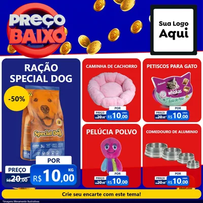 Modelo de Rede Social para Feed Facebook com o tema Preço Baixo para Pet Shop