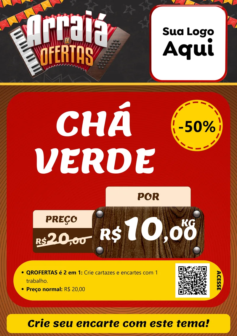 Modelo de Cartaz para Cartaz A4 Vertical com o tema Arraiá de Ofertas - Junina para Produtos Naturais
