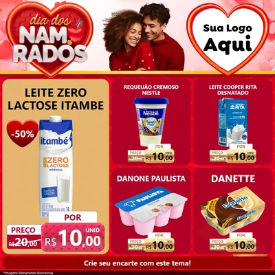 Modelo de Rede Social para Feed Facebook com o tema Dia dos Namorados para Frios e Laticínios