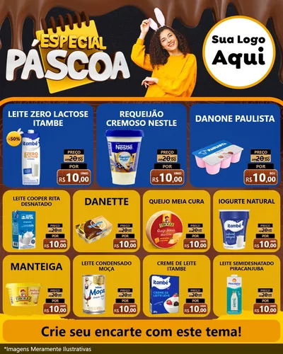 Modelo de Rede Social para Feed Instagram com o tema Especial Páscoa para Frios e Laticínios