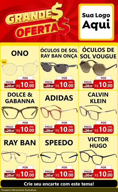 Modelo de Encarte para Encarte Grande com o tema Grandes Ofertas para Óticas