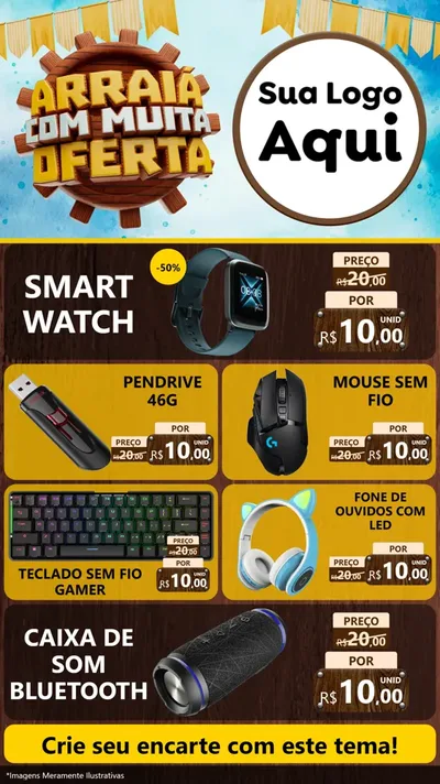 Modelo de TV para TV Vertical com o tema Ofertas de São João - Junina para Informática