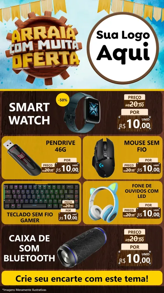 Modelo de TV para TV Vertical com o tema Ofertas de São João - Junina para Informática