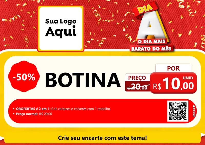 Modelo de Cartaz para Cartaz A4 Horizontal com o tema Dia A o Dia Mais Barato do Mês para Agropecuária