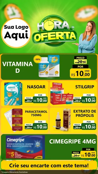 Modelo de TV para TV Vertical com o tema Hora da Oferta para Farmácia