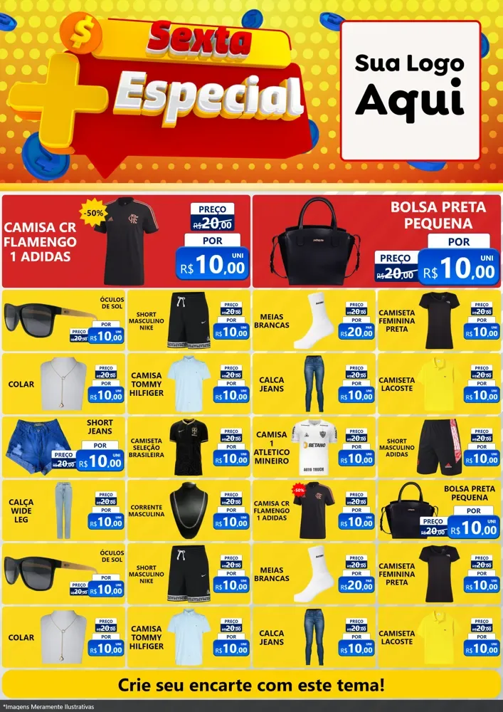 Modelo de Encarte para Encarte A4 Vertical com o tema Sexta Mais Especial para Roupas e acessórios