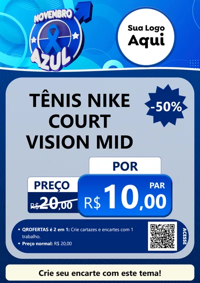 Modelo de Cartaz para Cartaz A4 Vertical com o tema Novembro Azul para Calçados