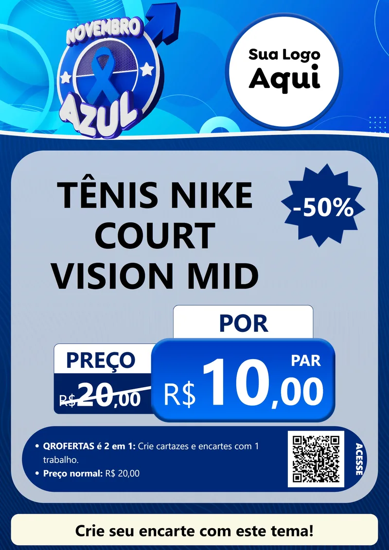 Modelo de Cartaz para Cartaz A4 Vertical com o tema Novembro Azul para Calçados