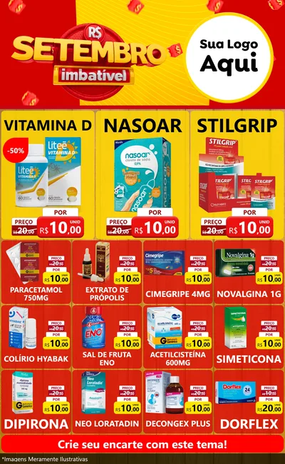 Modelo de Encarte para Encarte Grande com o tema Setembro Imbatível para Farmácia