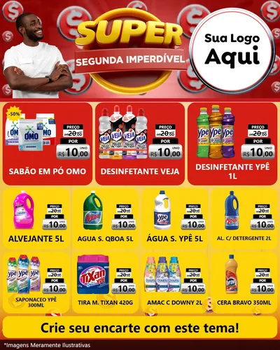 Modelo de Rede Social para Feed Instagram com o tema Super Segunda Imperdível para Produtos de Limpeza