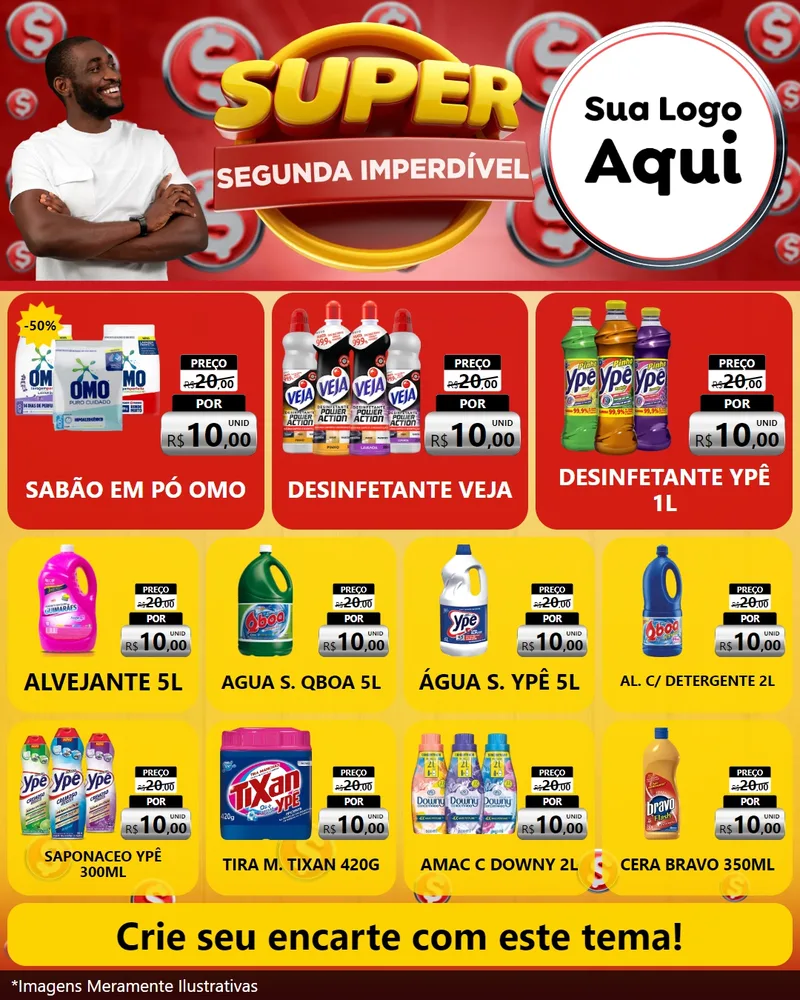 Modelo de Rede Social para Feed Instagram com o tema Super Segunda Imperdível para Produtos de Limpeza