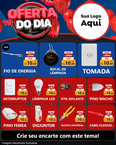 Modelo de Rede Social para Feed Instagram com o tema Oferta do Dia para Materiais Elétricos