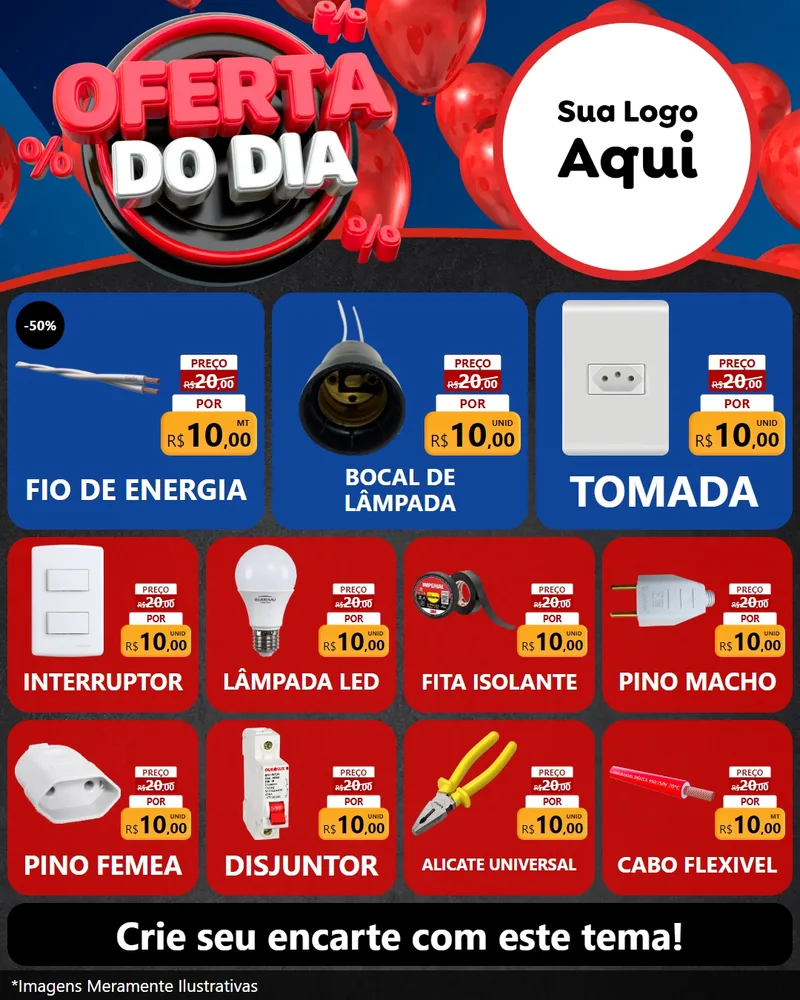 Modelo de Rede Social para Feed Instagram com o tema Oferta do Dia para Materiais Elétricos