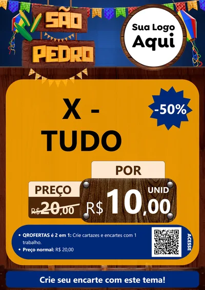Modelo de Cartaz para Cartaz A4 Vertical com o tema São Pedro para Hamburgueria