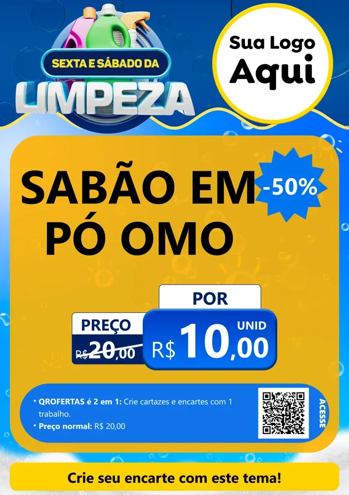 Modelo de Cartaz para Cartaz A4 Vertical com o tema Sexta e Sábado da Limpeza para Produtos de Limpeza