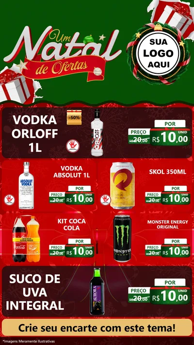 Modelo de TV para TV Vertical com o tema Um Natal de Ofertas para Distribuidora de bebidas