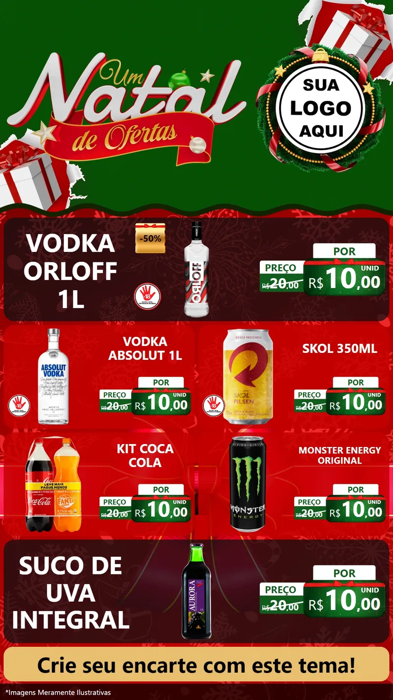 Modelo de TV para TV Vertical com o tema Um Natal de Ofertas para Distribuidora de bebidas