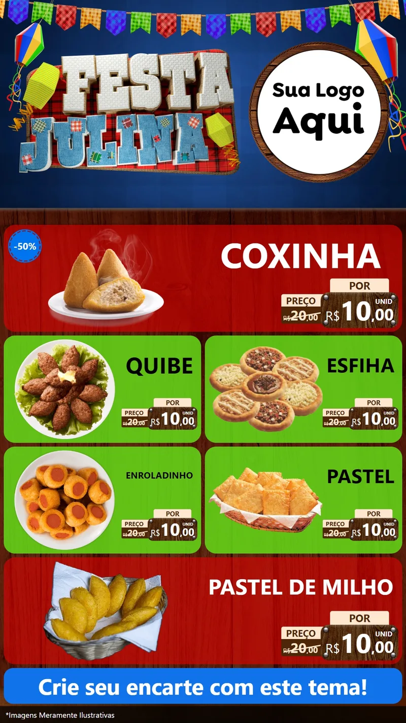 Modelo de TV para TV Vertical com o tema Festa Julina para Salgadaria