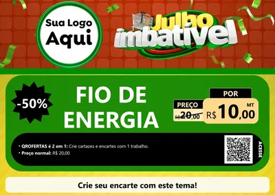 Modelo de Cartaz para Cartaz A4 Horizontal com o tema Julho Imbatível para Materiais Elétricos