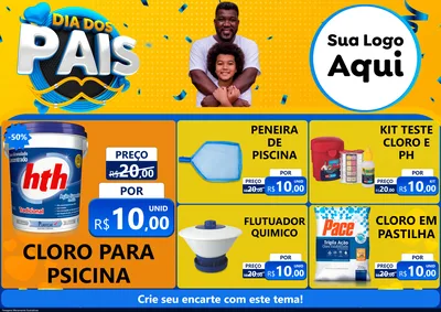 Modelo de Encarte para Encarte A4 Horizontal com o tema Dia dos Pais para Produtos para Piscina