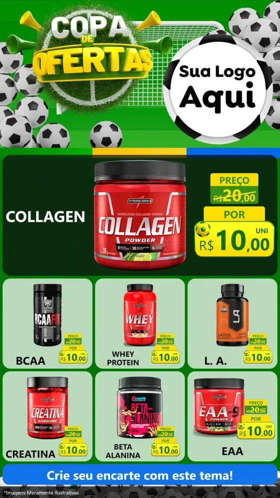 Modelo de Rede Social para Stories com o tema Copa De Ofertas para Suplementos alimentares