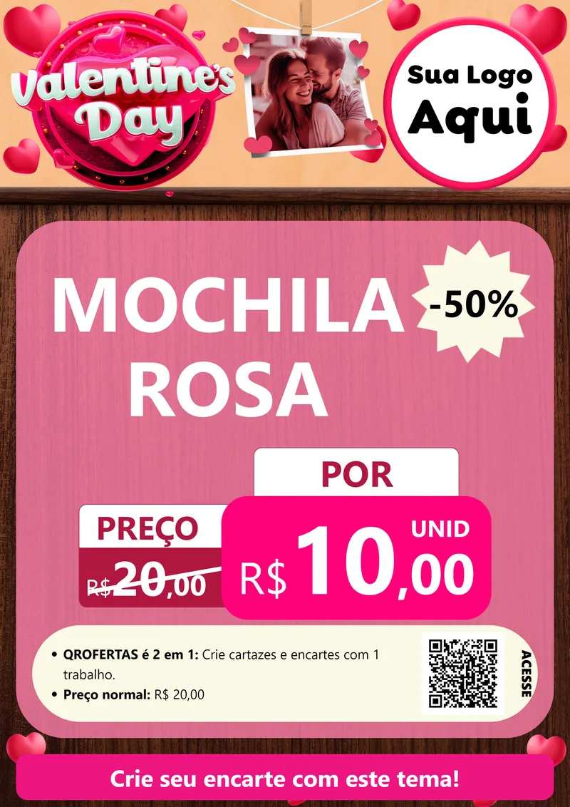Modelo de Cartaz para Cartaz A4 Vertical com o tema Valentine's Day para Papelaria