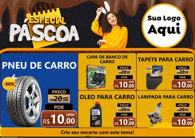 Modelo de Encarte para Encarte A4 Horizontal com o tema Especial Páscoa para Auto peças