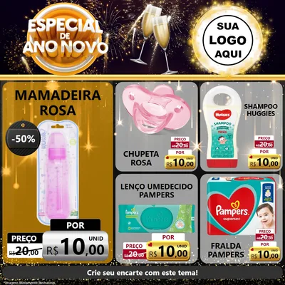 Modelo de Rede Social para Feed Facebook com o tema Especial de Ano Novo para Bebês