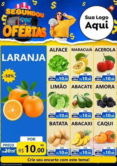 Modelo de Encarte para Encarte A4 Vertical com o tema Segundou de Ofertas para Hortifrúti