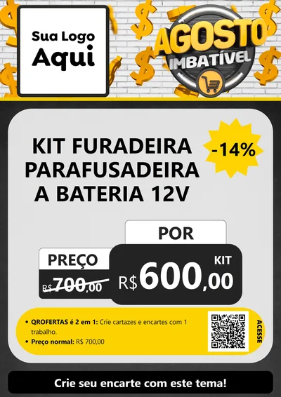 Modelo de Cartaz para Cartaz A4 Vertical com o tema Agosto imbatível para Maquinas e Ferramentas