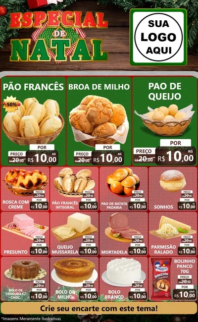 Modelo de Encarte para Encarte Grande com o tema Especial de Natal para Padaria